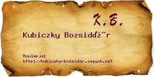 Kubiczky Bozsidár névjegykártya